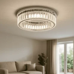 Plafoniere Moderne-Selezionato da Mazzolaluce Plafoniera contemporana 50cm cromo e cristalli led 3500k dimmerabile