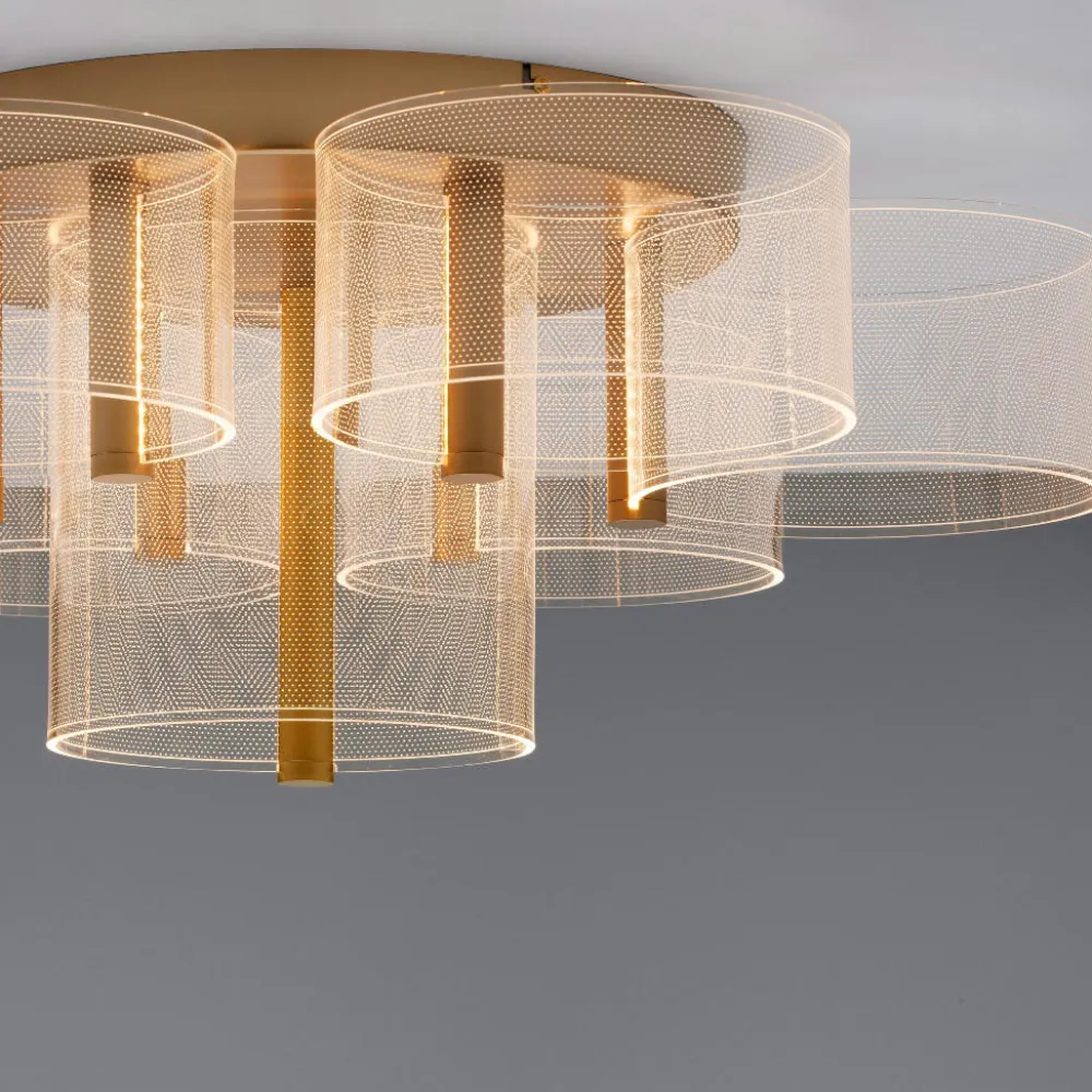 Plafoniere Moderne-Selezionato da Mazzolaluce Plafoniera contemporanea per salotto ottone led 3000k 68cm