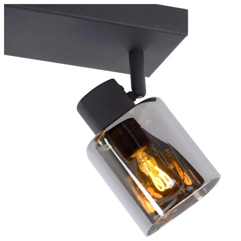 Plafoniere Moderne-Selezionato da Mazzolaluce Plafoniera con tre faretti da soffitto nera vetri fume orientabili