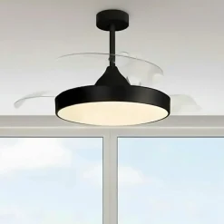 Ventilatori Da Soffitto-Selezionato da Mazzolaluce Plafoniera con ventilatore ambienti fino a 20mq nero led cct telecomando e app