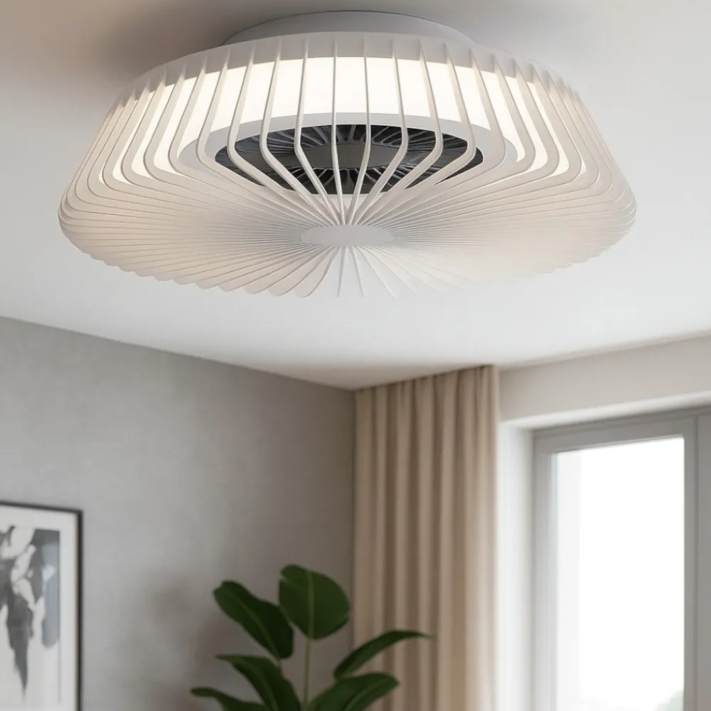 Ventilatori Da Soffitto-Selezionato da Mazzolaluce Plafoniera con ventilatore bianco da soffitto silenzioso con telecomando