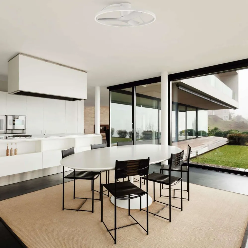 Ventilatori Da Soffitto-Selezionato da Mazzolaluce Plafoniera con ventilatore bianco 13mq led cct motore inverter
