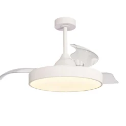 Ventilatori Da Soffitto-Selezionato da Mazzolaluce Plafoniera con ventilatore bianca pale richiudibile 20mq led cct app