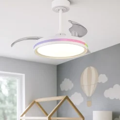 Ventilatori Da Soffitto-Selezionato da Mazzolaluce Plafoniera con ventilatore bianco per cameretta con telecomando app 13mq