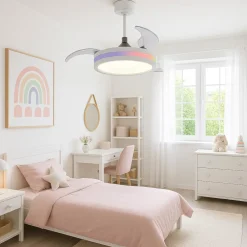 Ventilatori Da Soffitto-Selezionato da Mazzolaluce Plafoniera con ventilatore bianco per cameretta con telecomando app 13mq