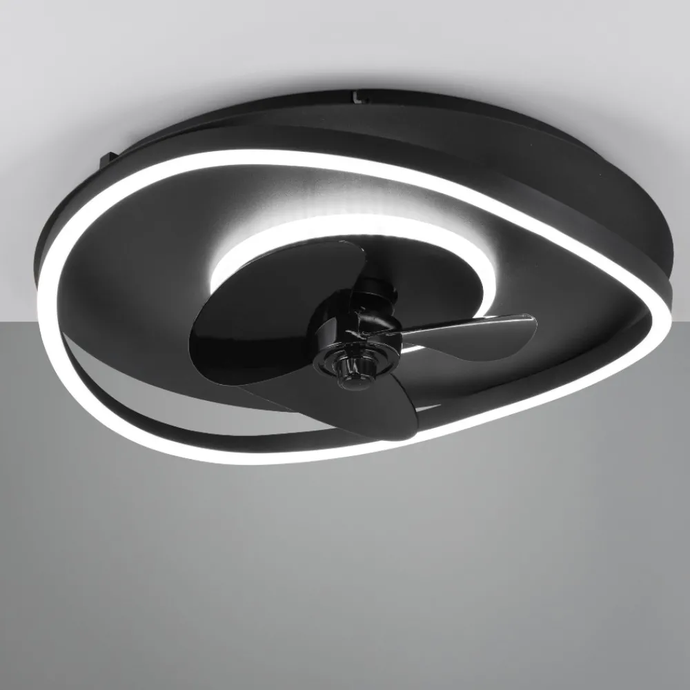 Ventilatori Da Soffitto-Selezionato da Mazzolaluce Plafoniera con ventilatore da soffitto nero luce telecomando