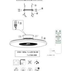 Ventilatori Da Soffitto-Selezionato da Mazzolaluce Plafoniera con ventilatore da soffitto bianco luce telecomando
