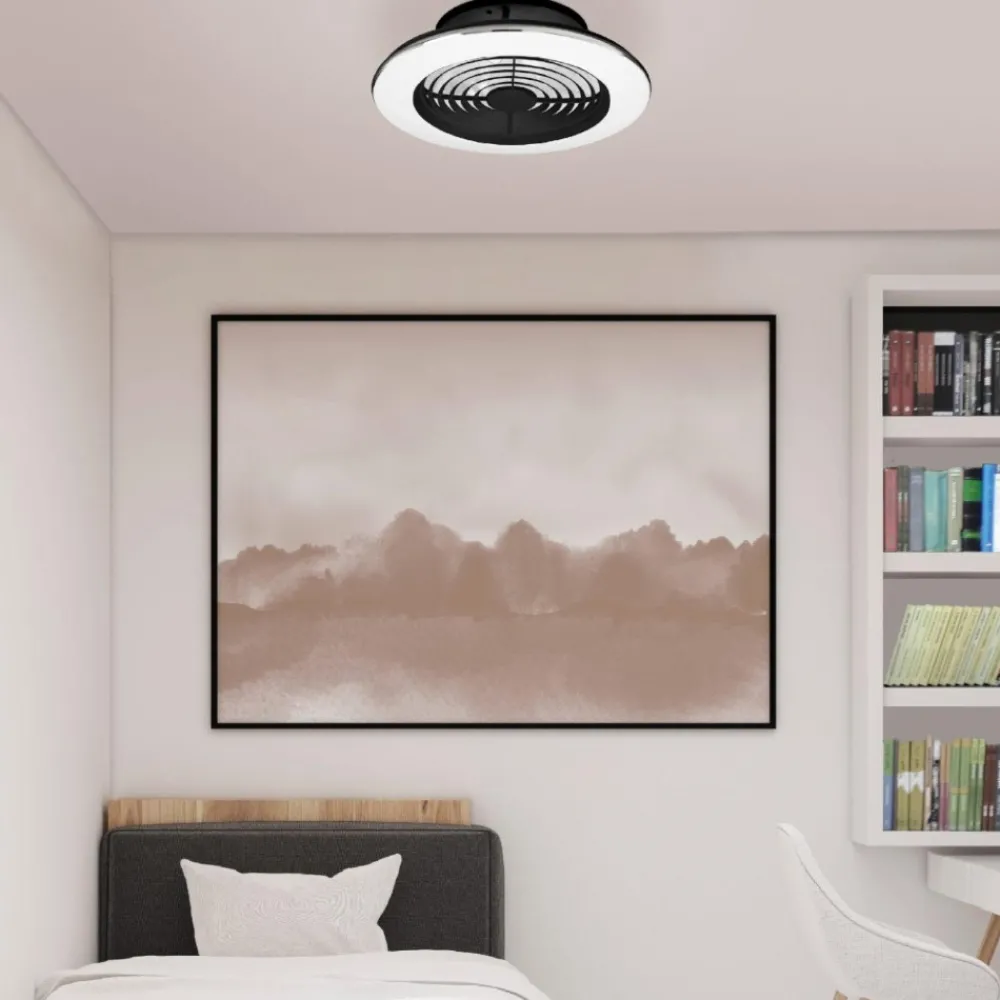 Ventilatori Da Soffitto-Selezionato da Mazzolaluce Plafoniera con ventilatore da soffitto nero 13mq con telecomando