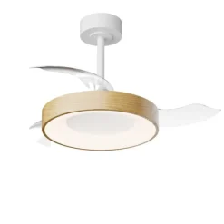 Ventilatori Da Soffitto-Selezionato da Mazzolaluce Plafoniera con ventilatore da soffitto bianco legno 13mq con telecomando