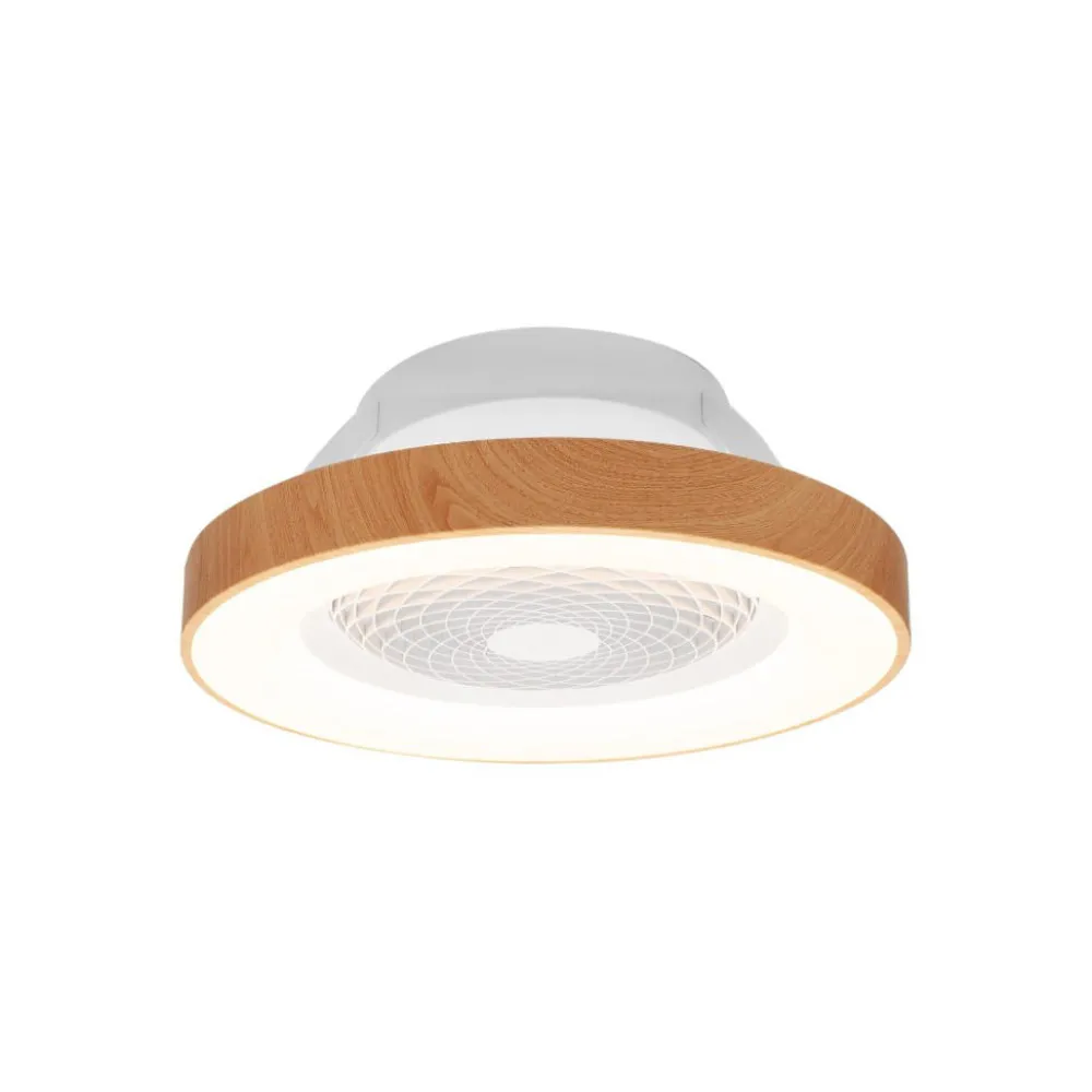 Ventilatori Da Soffitto-Selezionato da Mazzolaluce Plafoniera con ventilatore e telecomando bianco e legno max 13mq led cct