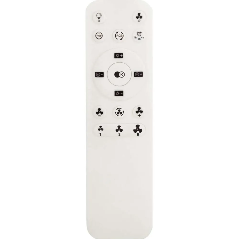 Ventilatori Da Soffitto-Selezionato da Mazzolaluce Plafoniera con ventilatore e telecomando bianco e legno max 13mq led cct