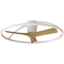Ventilatori Da Soffitto-Selezionato da Mazzolaluce Plafoniera con ventilatore led cct bianco pale legno 13mq con telecomando