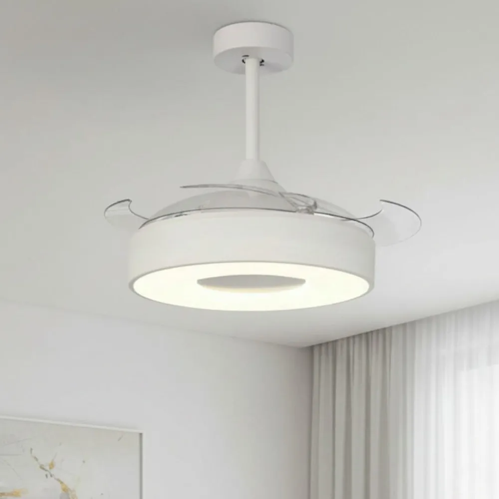 Ventilatori Da Soffitto-Selezionato da Mazzolaluce Plafoniera con ventilatore mini bianca 13mq led cct dimmerabile con telecomando e app
