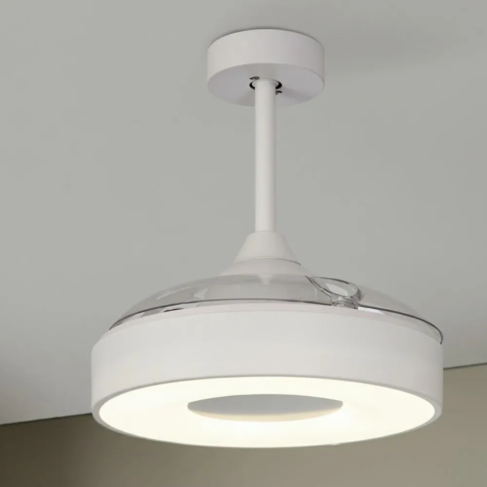 Ventilatori Da Soffitto-Selezionato da Mazzolaluce Plafoniera con ventilatore mini bianca 13mq led cct dimmerabile con telecomando e app