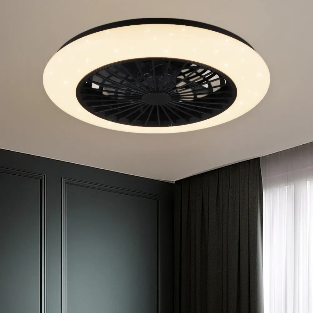 Ventilatori Da Soffitto-Selezionato da Mazzolaluce Plafoniera con ventilatore nero da soffitto con luce telecomando