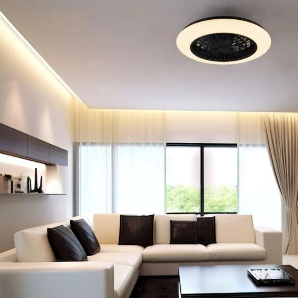Ventilatori Da Soffitto-Selezionato da Mazzolaluce Plafoniera con ventilatore nero da soffitto con luce telecomando