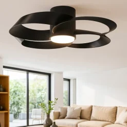 Ventilatori Da Soffitto-Selezionato da Mazzolaluce Plafoniera con ventilatore nero con luce telecomando 13mq