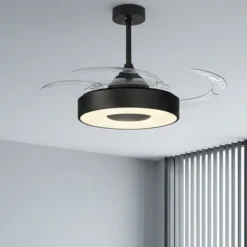Ventilatori Da Soffitto-Selezionato da Mazzolaluce Plafoniera con ventilatore nero 13mq moderna pale richiudibili luce led cct