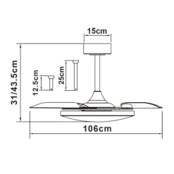 Ventilatori Da Soffitto-Selezionato da Mazzolaluce Plafoniera con ventilatore pale richiudibili nero 20mq led cct con telecomando