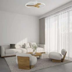 Ventilatori Da Soffitto-Selezionato da Mazzolaluce Plafoniera con ventilatore stanza 13mq bianco e legno led cct dimmerabile con telecomando