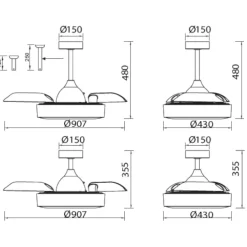 Ventilatori Da Soffitto-Selezionato da Mazzolaluce Plafoniera con ventilatore stanza 13mq bianca luce led cct telecomando e app