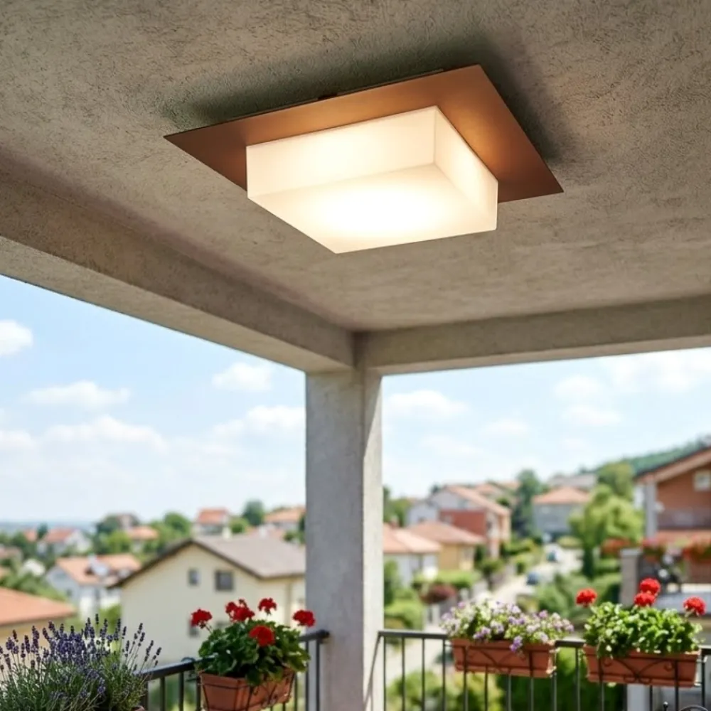 Plafoniere Da Esterno-Top Light Plafoniera corten da esterno quadrata miami ip54
