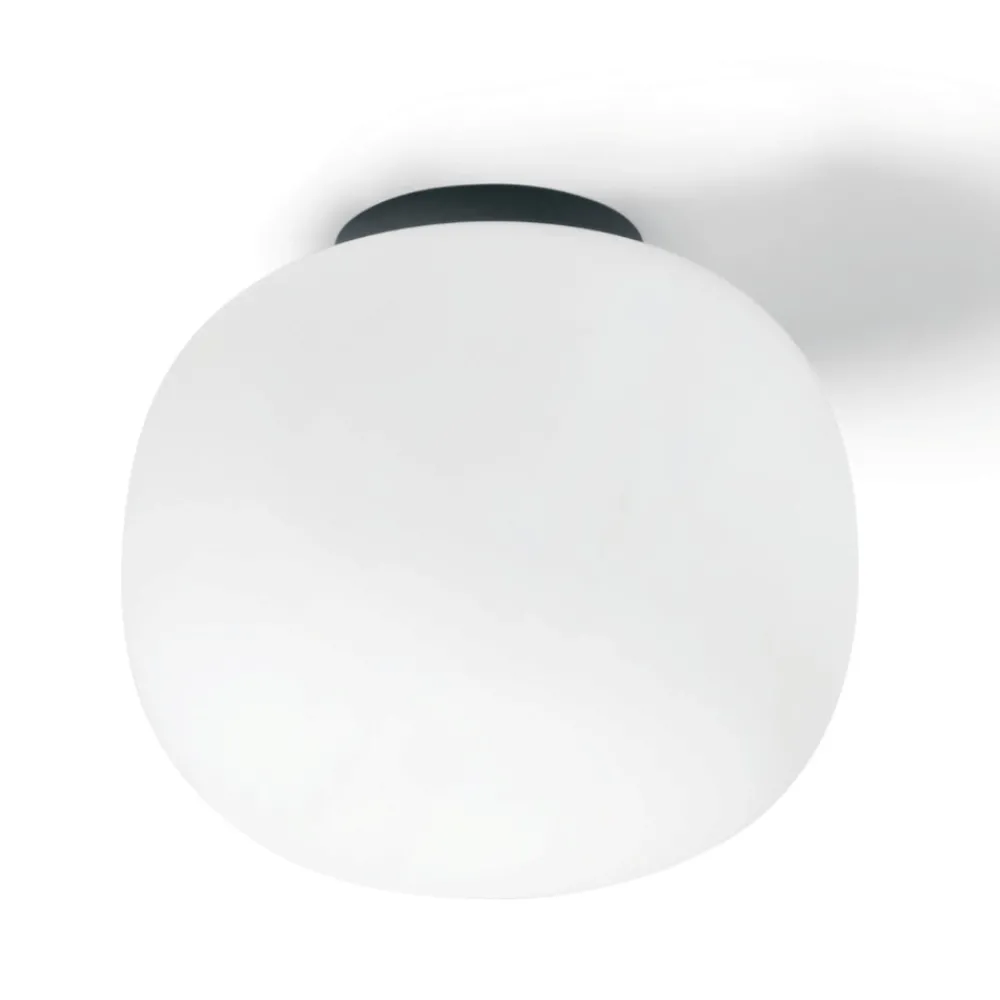 Plafoniere Moderne-Miloox Plafoniera cucina moderna nera vetro bianco 19cm bombo