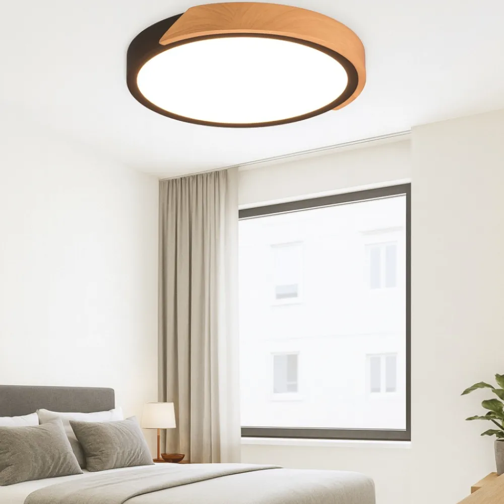 Plafoniere Moderne-Selezionato da Mazzolaluce Plafoniera cucina nera legno rotonda led 20w 3000k dimmerabile