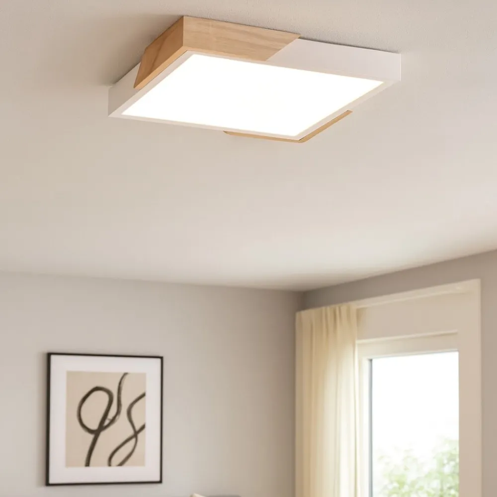 Plafoniere Moderne-Selezionato da Mazzolaluce Plafoniera cucina quadrata bianco legno led 20w 3000k dimmerabile moderna