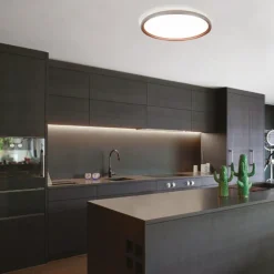 Plafoniere Moderne-Vivida International Plafoniera cucina vivida atena rotonda rame e argento led 48w 3000k 4000k
