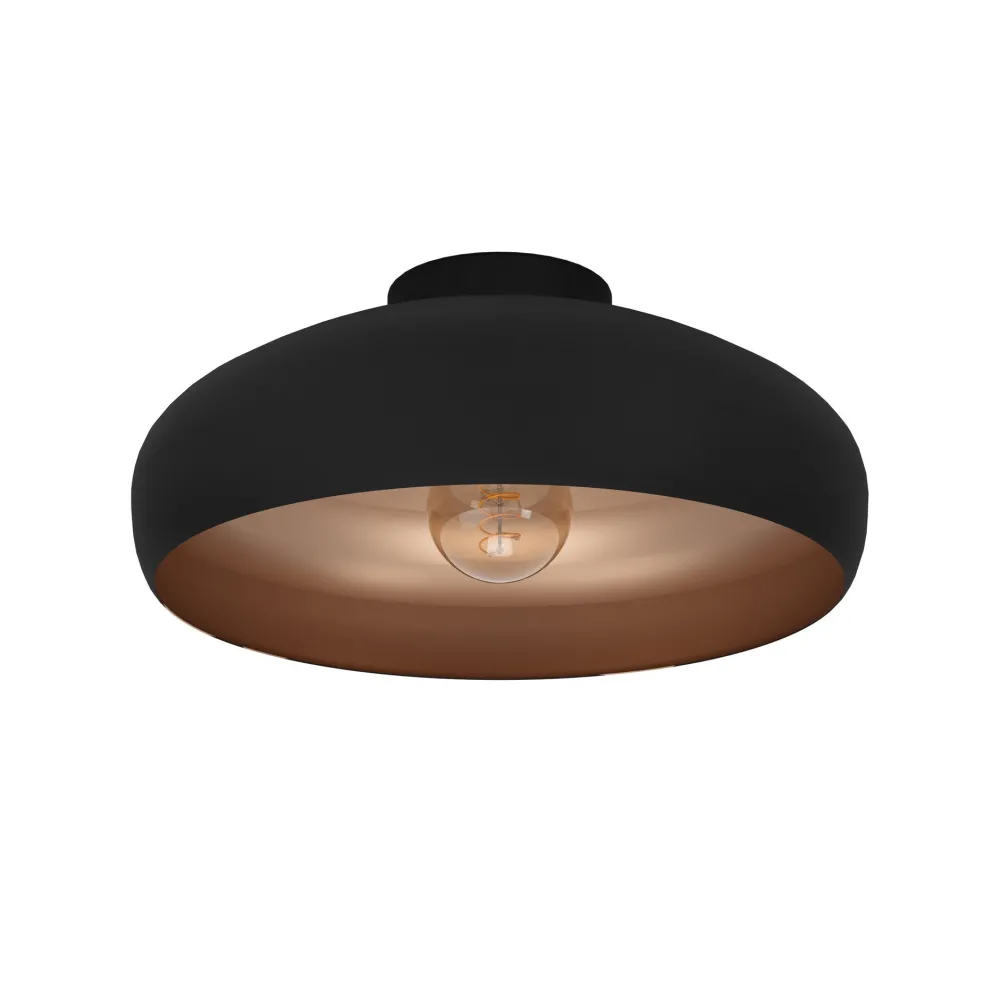 Plafoniere Moderne-Eglo Plafoniera cupola nero marrone per cucina mogano