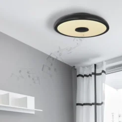 Plafoniere Bagno-Selezionato da Mazzolaluce Plafoniera da bagno bluetooth led rgb nera con cassa e telecomando