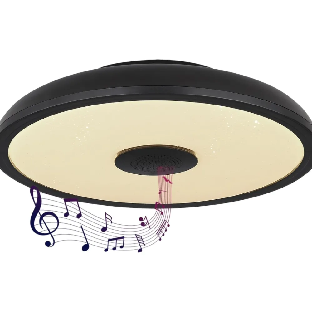 Plafoniere Bagno-Selezionato da Mazzolaluce Plafoniera da bagno bluetooth led rgb nera con cassa e telecomando