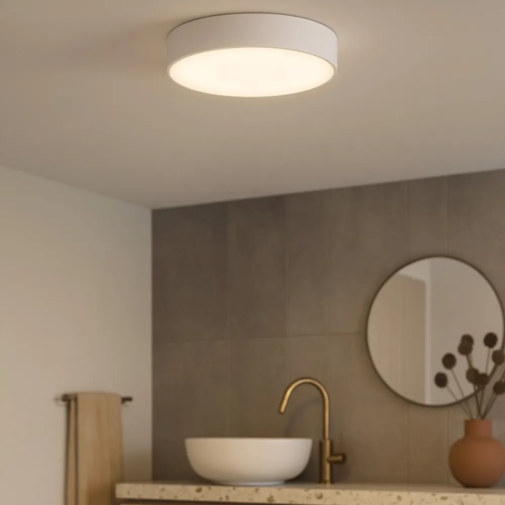 Plafoniere Bagno-Selezionato da Mazzolaluce Plafoniera da bagno 32cm bianca rotonda