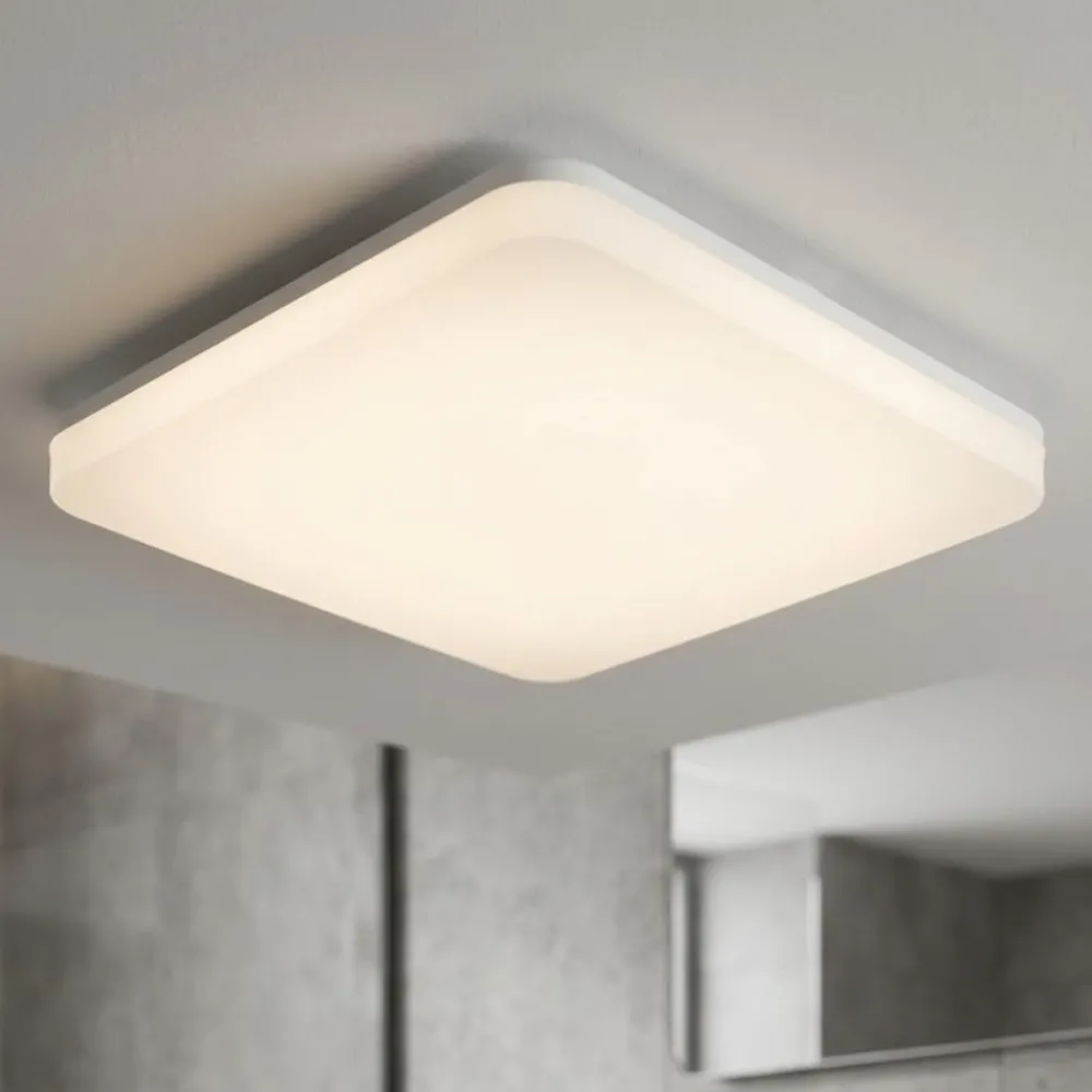 Plafoniere Bagno-IsyLuce Plafoniera da bagno quadrata bianca moderna led cct