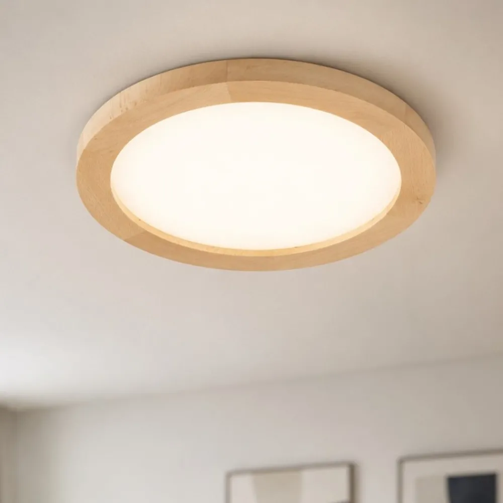 Plafoniere Bagno-Selezionato da Mazzolaluce Plafoniera da bagno scandinava di legno led 24w cct ip54
