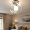 Plafoniere Moderne-Perenz Illuminazione Plafoniera da camera da letto vetro martellato trasparente cm30
