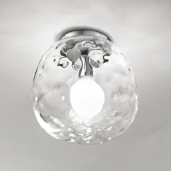 Plafoniere Moderne-Perenz Illuminazione Plafoniera da camera da letto vetro martellato trasparente cm30