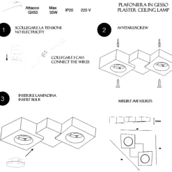 Plafoniere Moderne-Selezionato da Mazzolaluce Plafoniera da cucina in gesso con forma trapezoidale