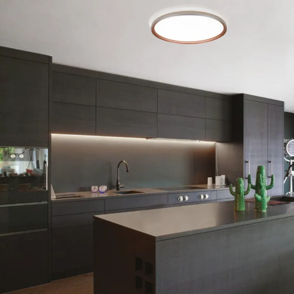 Plafoniere Moderne-Vivida International Plafoniera da cucina led 84w 3000k 4000k rotonda argento rame vivida atena