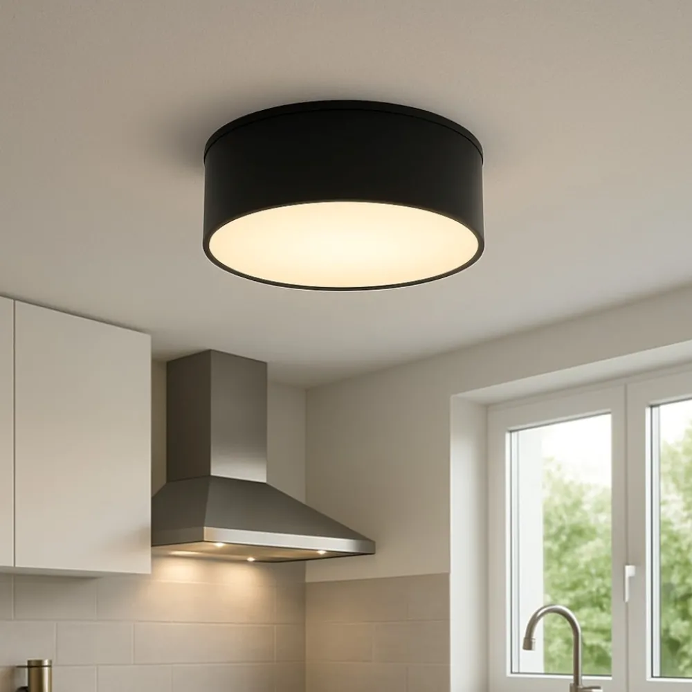 Plafoniere Moderne-Selezionato da Mazzolaluce Plafoniera da cucina moderna 12w 4000k nera rotonda 12cm