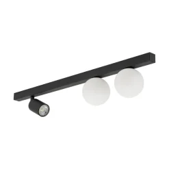 Plafoniere Moderne-Selezionato da Mazzolaluce Plafoniera da cucina moderna nera con faretto e sfere di vetro