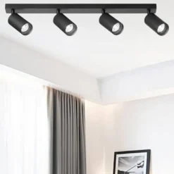Plafoniere Moderne-IsyLuce Plafoniera da cucina nera con 4 spot orientabili