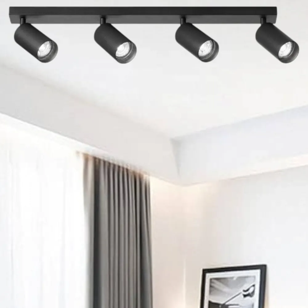Plafoniere Moderne-IsyLuce Plafoniera da cucina nera con 4 spot orientabili