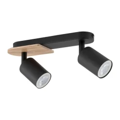 Plafoniere Moderne-Selezionato da Mazzolaluce Plafoniera da cucina nera con dettagli in legno
