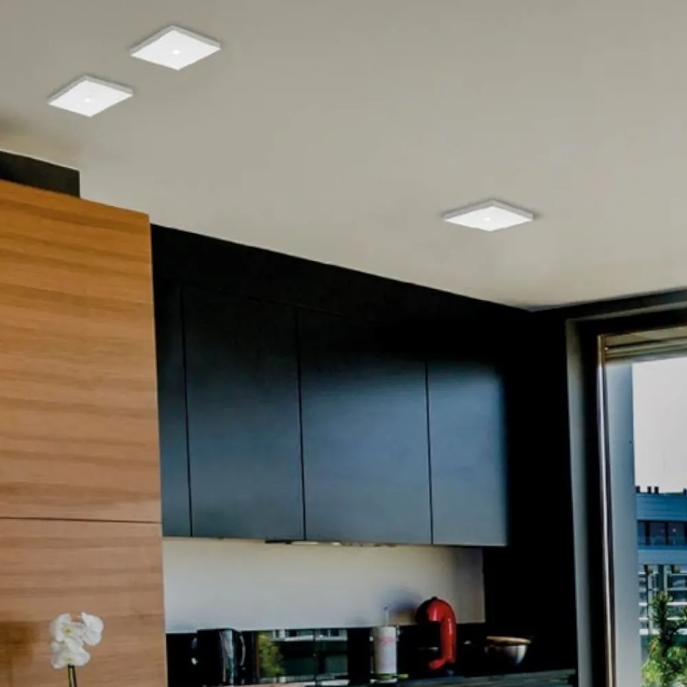 Plafoniere Moderne-Selezionato da Mazzolaluce Plafoniera da cucina quadrata led 2700k bianca in gesso cristaly verniciabile