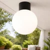 Plafoniere Da Esterno-Selezionato da Mazzolaluce Plafoniera da esterno antracite sfera vetro bianco moderna ip54