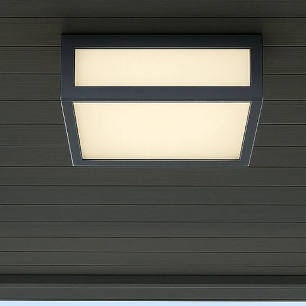 Plafoniere Da Esterno-Selezionato da Mazzolaluce Plafoniera da esterno antracite led 14w 3000k quadrata
