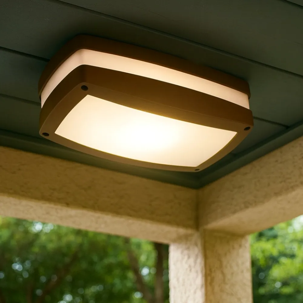 Plafoniere Da Esterno-Gea Luce Plafoniera da esterno ura ruggine marrone