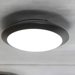 Plafoniere Da Esterno-Ondaluce Plafoniera da esterno ip65 rotonda base nera